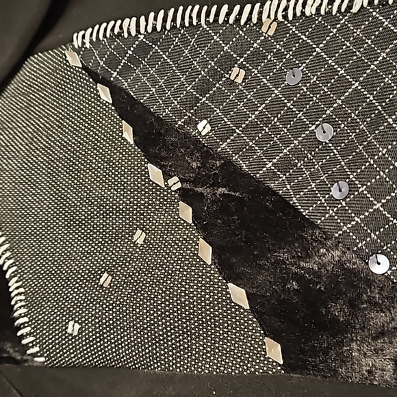 CITY GIRL Black embellished sequins stitching textures studs rhinestones S EUC - Picture 8 of 13